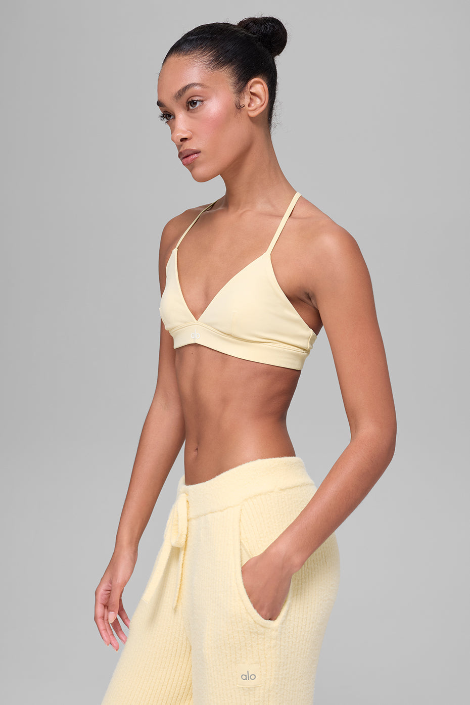 Alo Yoga Splendor Bra - Candlelight Yellow/White