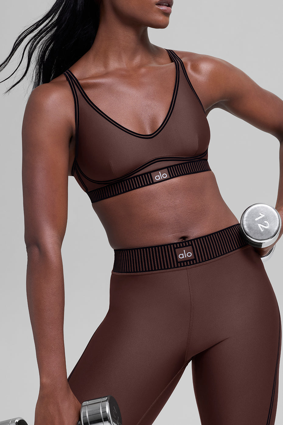Alo Yoga Airlift Line Up Bra - Brownstone