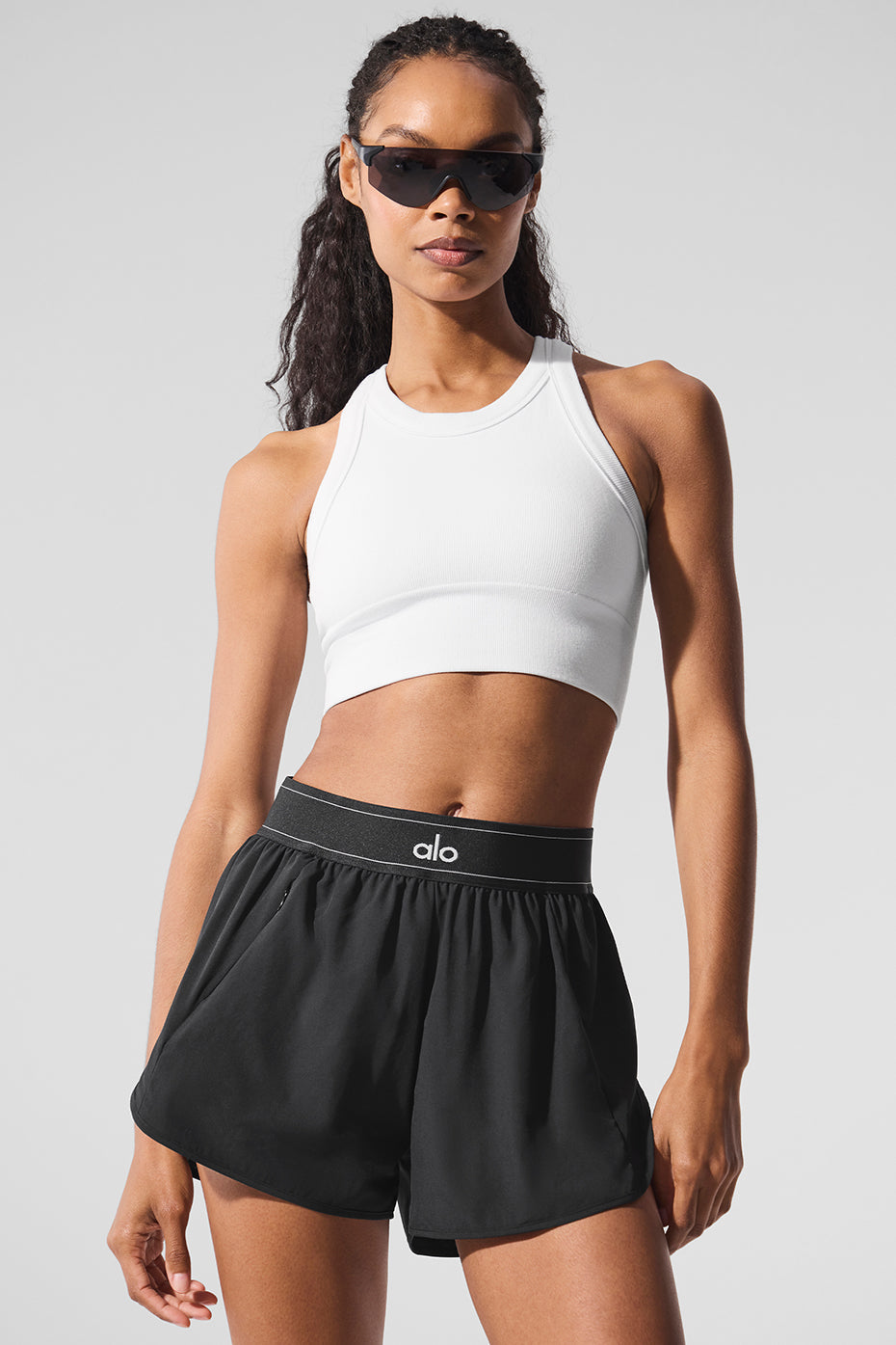 Alo Yoga Seamless Delight High Neck Bra - White
