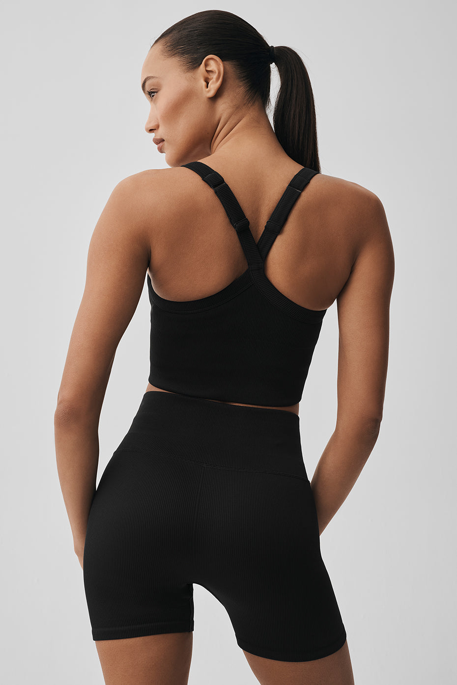 Alo Yoga Seamless Ribbed Favorite Bra Tank - Black