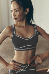 Alo Yoga Airbrush Heart Throb Bra - Anthracite/White