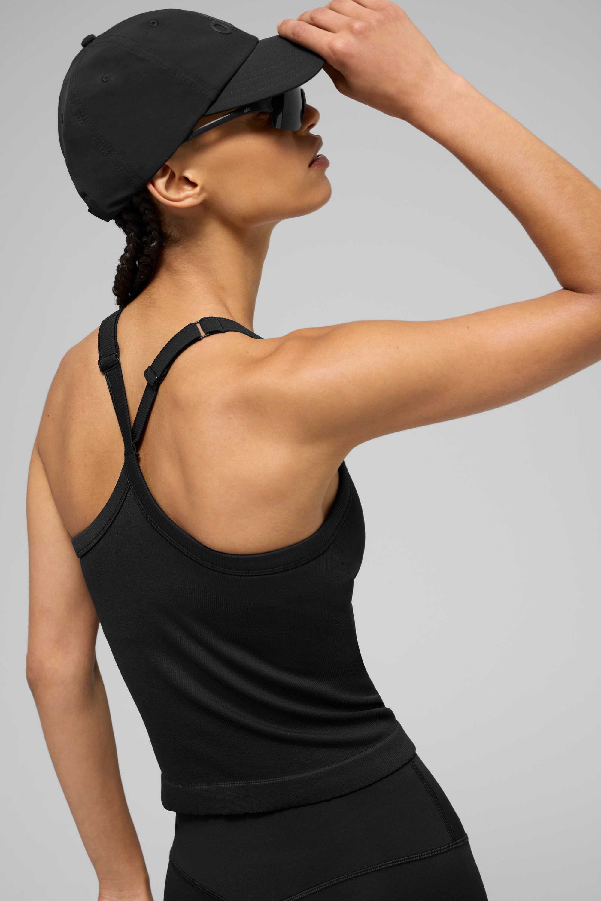 Alo Yoga Seamless Ribbed Favorite Full Length Bra Tank - Black