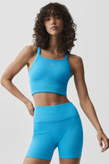 Alo Yoga Seamless Ribbed Favorite Bra Tank - Azure Blue