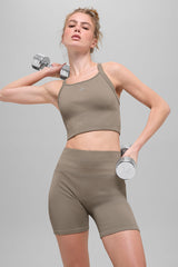 Alo Yoga Seamless Ribbed Favorite Bra Tank - Light Cocoa