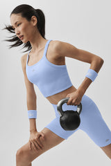 Alo Yoga Seamless Ribbed Favorite Bra Tank - Light Provence Blue