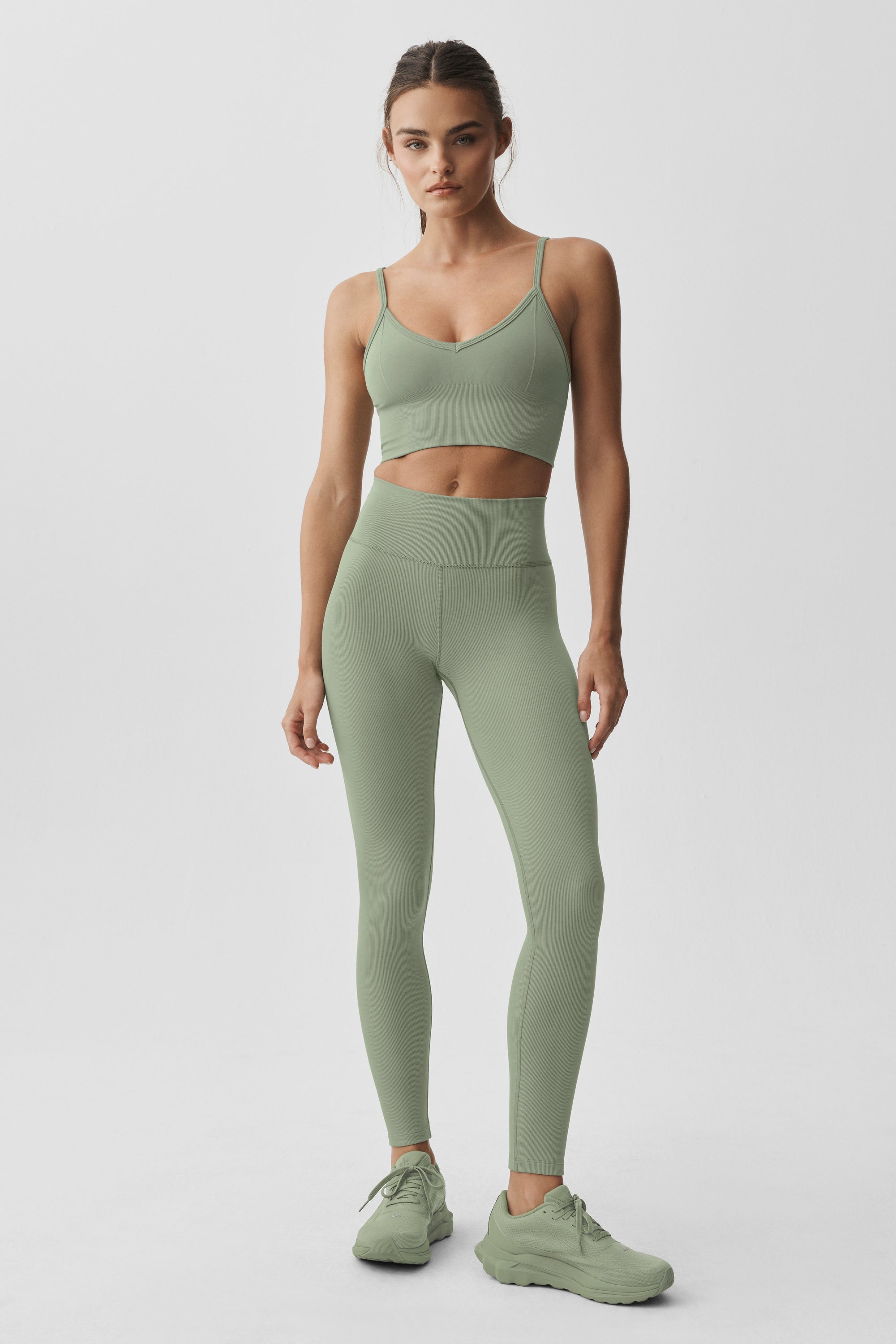 Alo Yoga Seamless Modal Ribbed Delight Bralette - Dune Grass