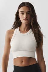 Alo Yoga Seamless Modal Ribbed High Neck Delight Bra - Ivory