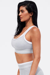 Alo Yoga Alosoft Better Together Bra - Athletic Heather Grey/White