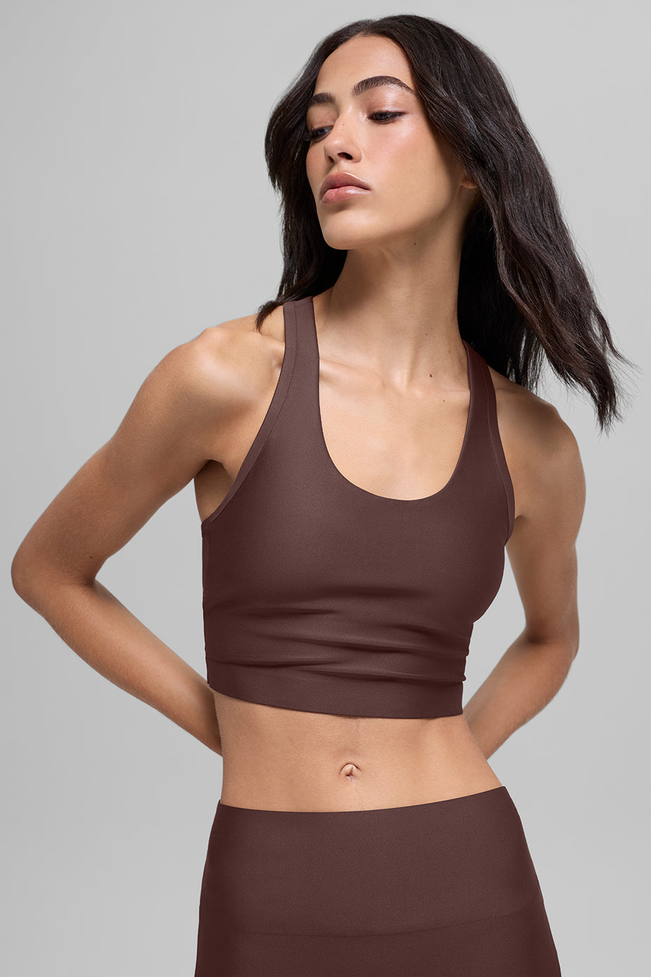 Alo Yoga Airlift Super Sleek Bra Tank - Brownstone
