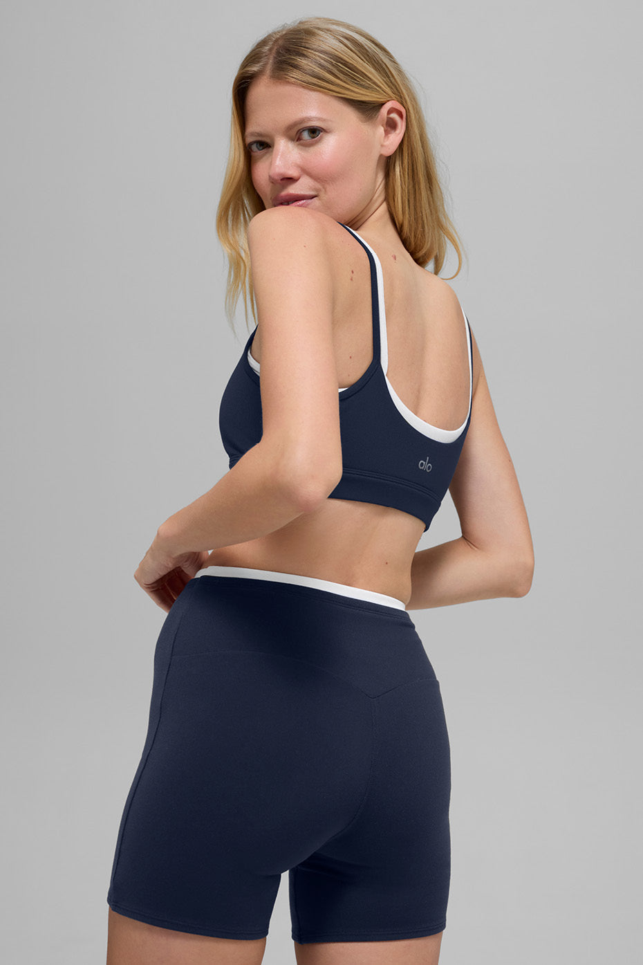 Alo Yoga Airbrush Double Up Bra - Navy/White