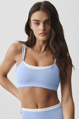 Alo Yoga Airbrush Double Up Bra - Light Provence Blue/White