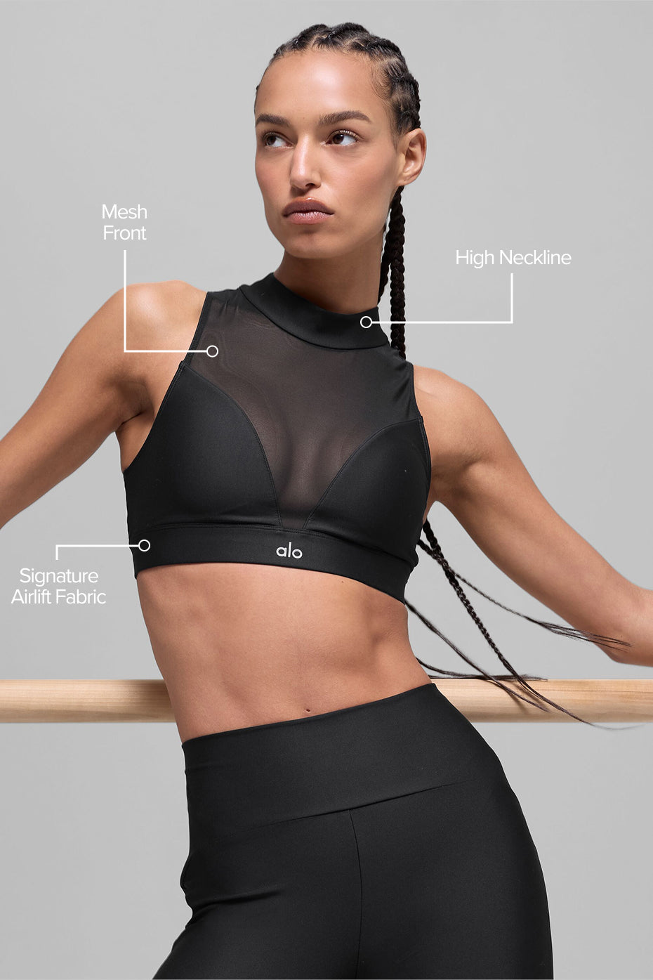 Alo Yoga Airlift Mesh Infatuation Bra - Black