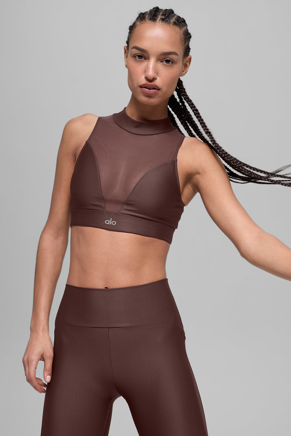 Alo Yoga Airlift Mesh Infatuation Bra - Brownstone