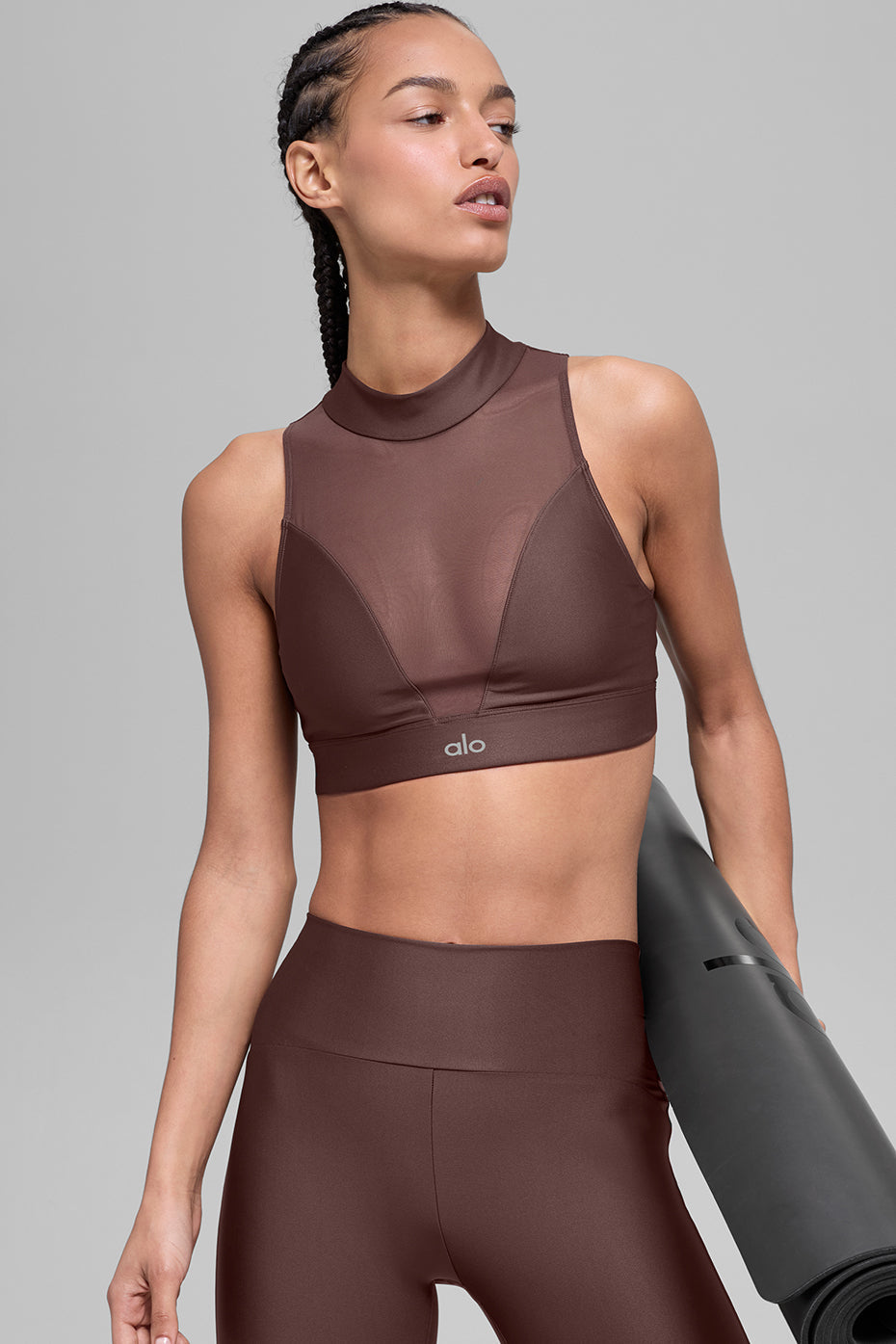 Alo Yoga Airlift Mesh Infatuation Bra - Brownstone