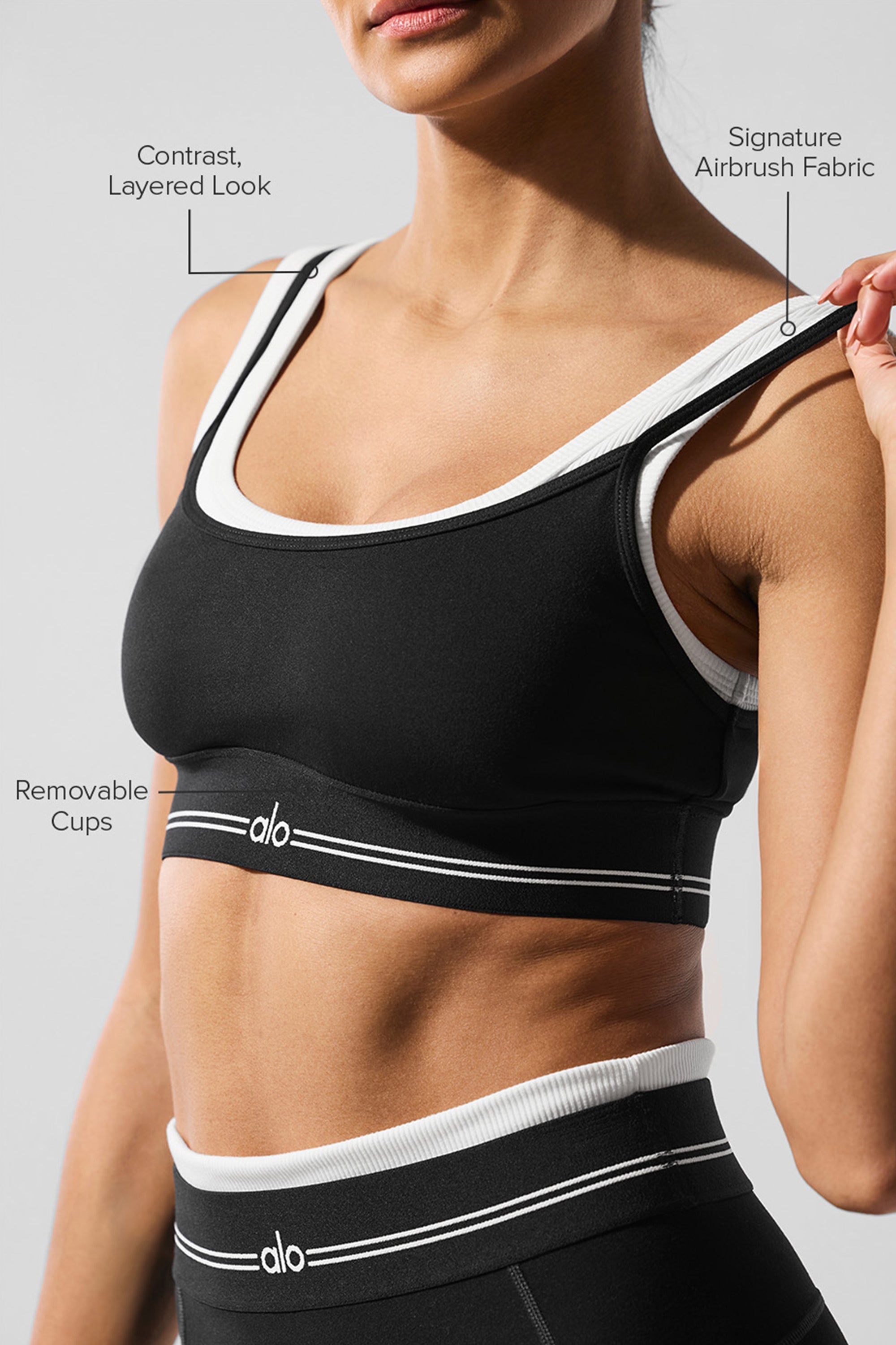 Alo Yoga Airbrush Better Together Bra - Black/White