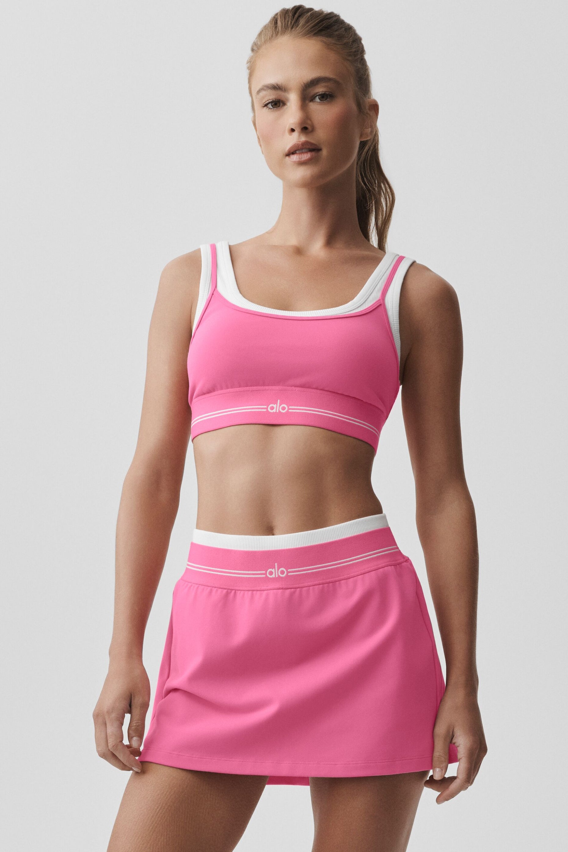 Alo Yoga Airbrush Better Together Bra - Paradise Pink/White
