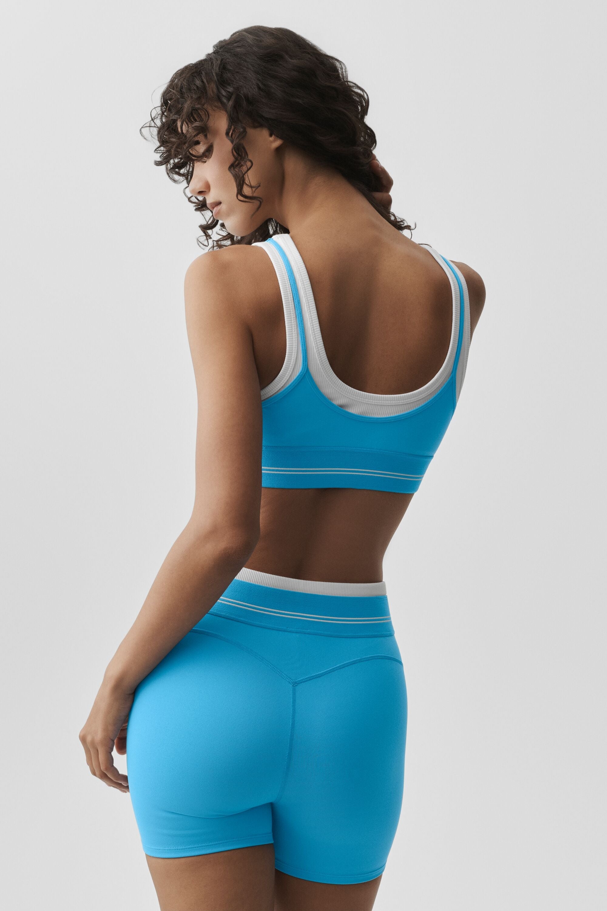 Alo Yoga Airbrush Better Together Bra - Azure Blue/White