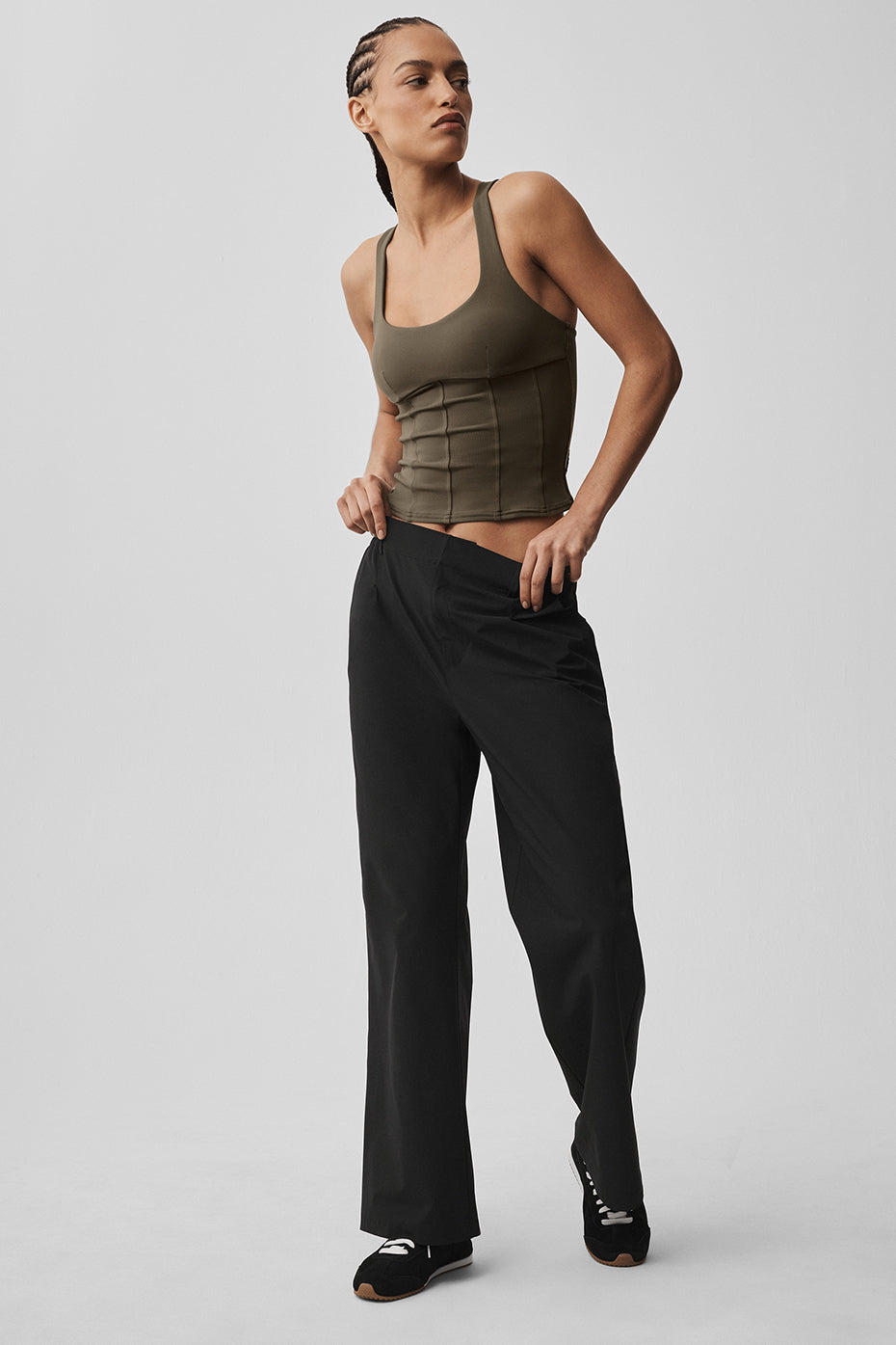 Alo Yoga Airbrush Sparks Fly Corset Tank - Olive Tree