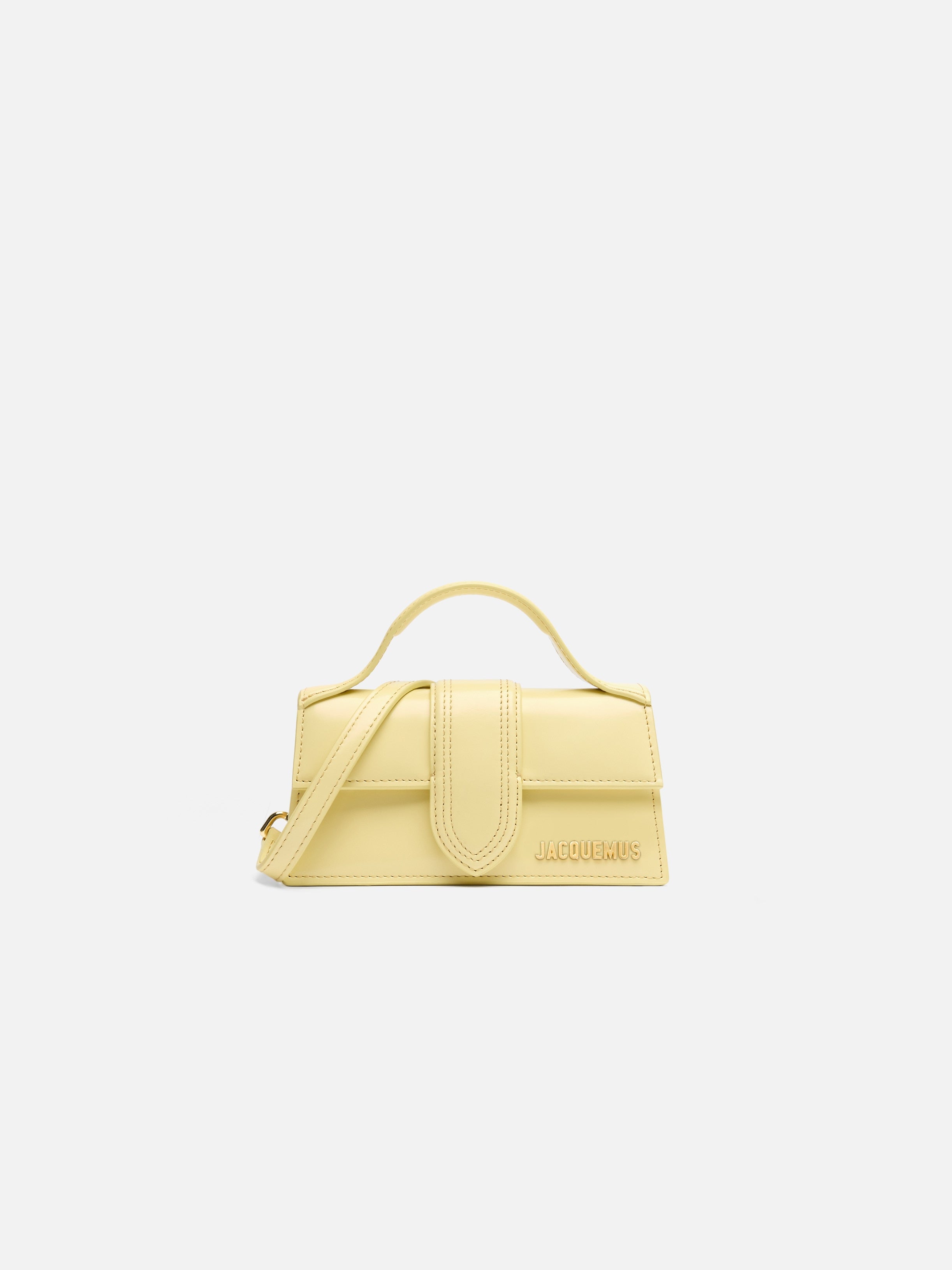 Jacquemus The Bambino Glazed Leather Structured Bag Pale Yellow
