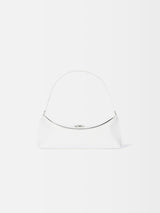 Jacquemus The Ovalo Clutch Shoulder Bag In Glazed Leather White
