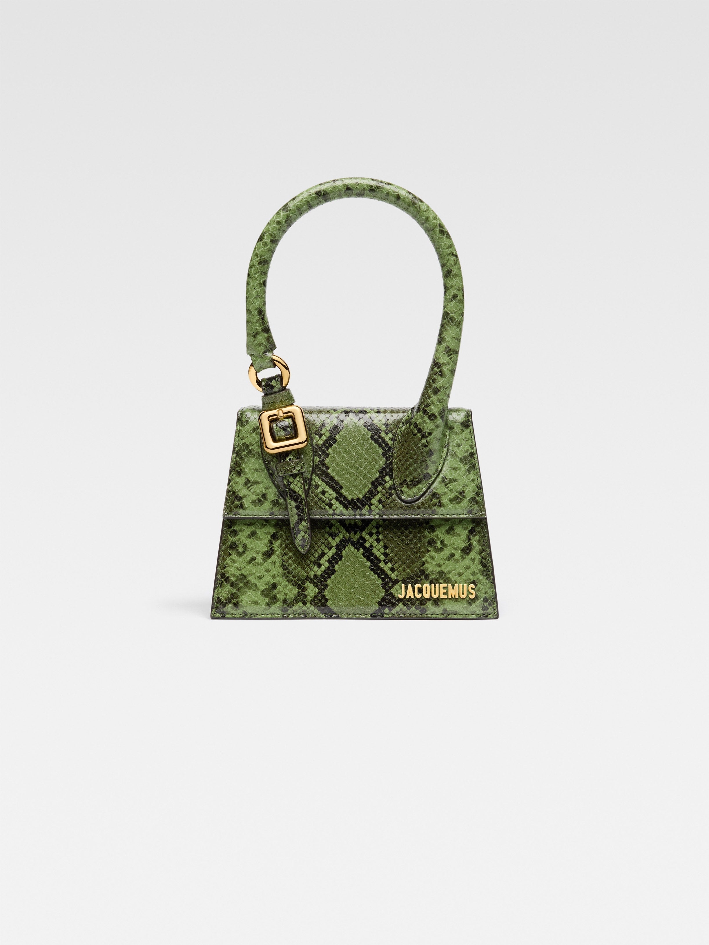 Jacquemus The Medium Chiquito With Buckle Signature Buckled Handbag Green