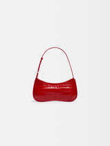 Jacquemus The Bisou Structured Handbag In Crocodile-Embossed Leather Red