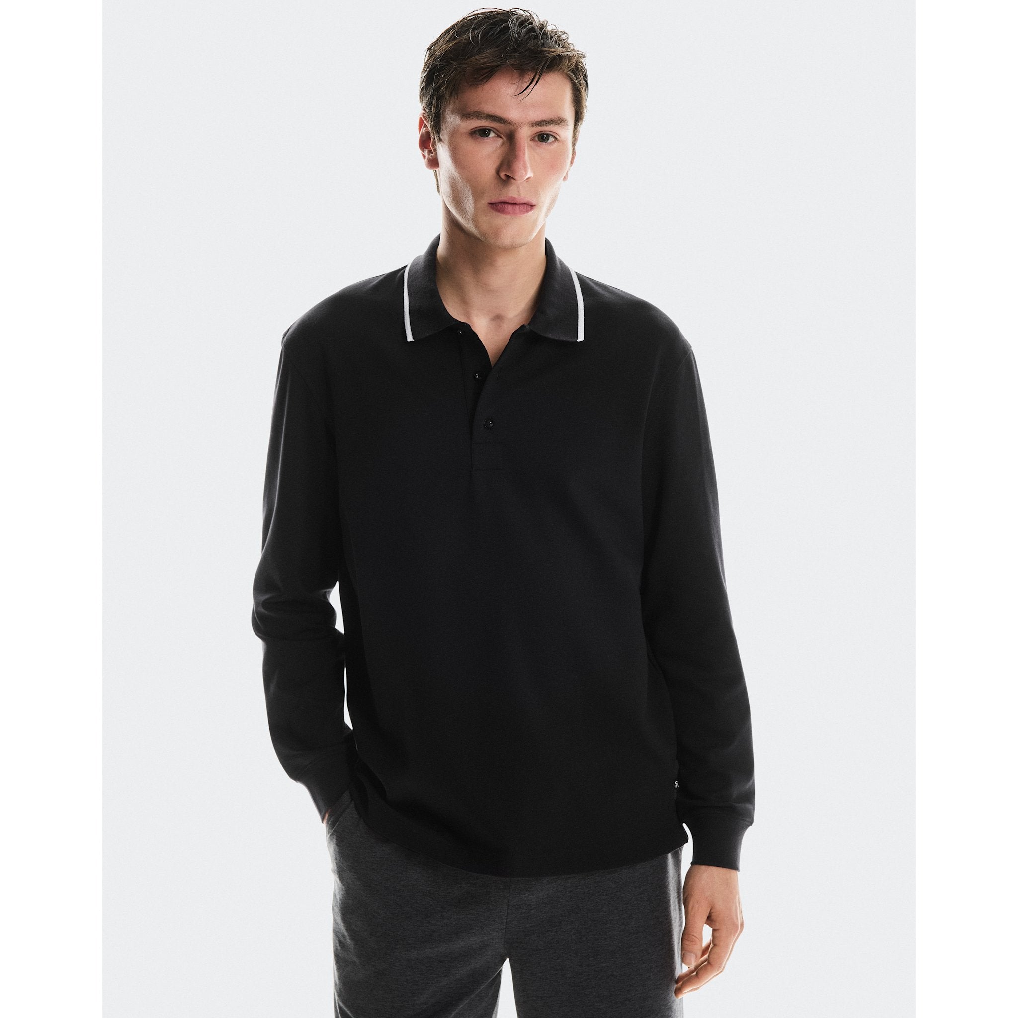 On Courtside Long-T Polo Black