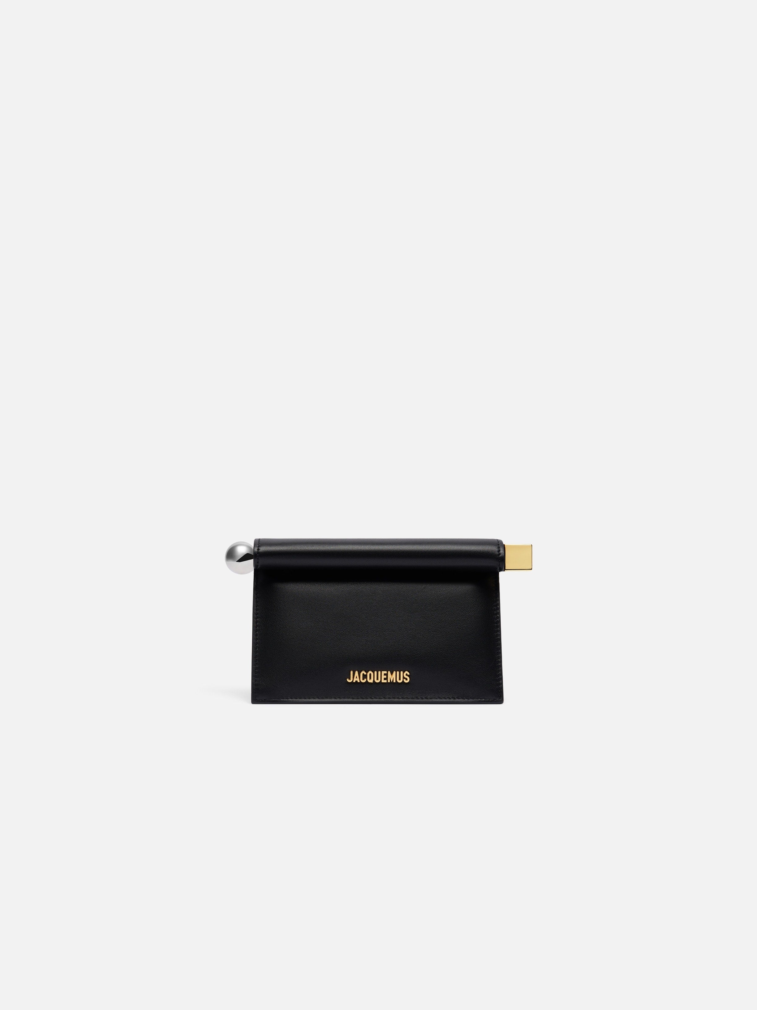 Jacquemus The Small Rond CarreClutch Nappa Leather Folded Clutch Black
