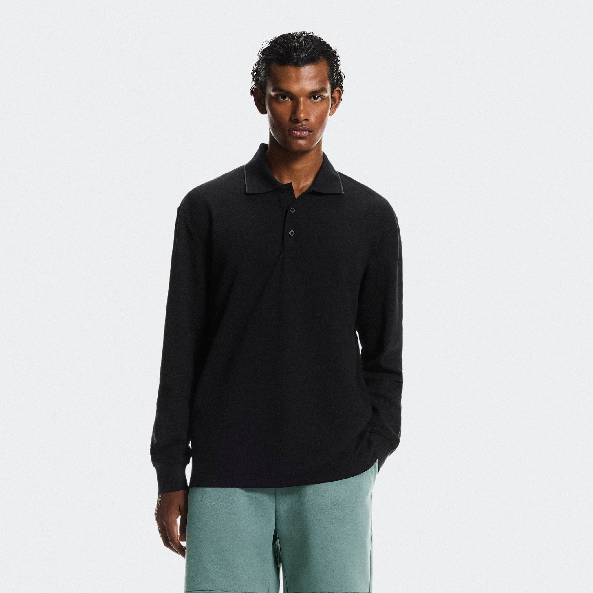 On Courtside Long-T Polo Black | Eclipse