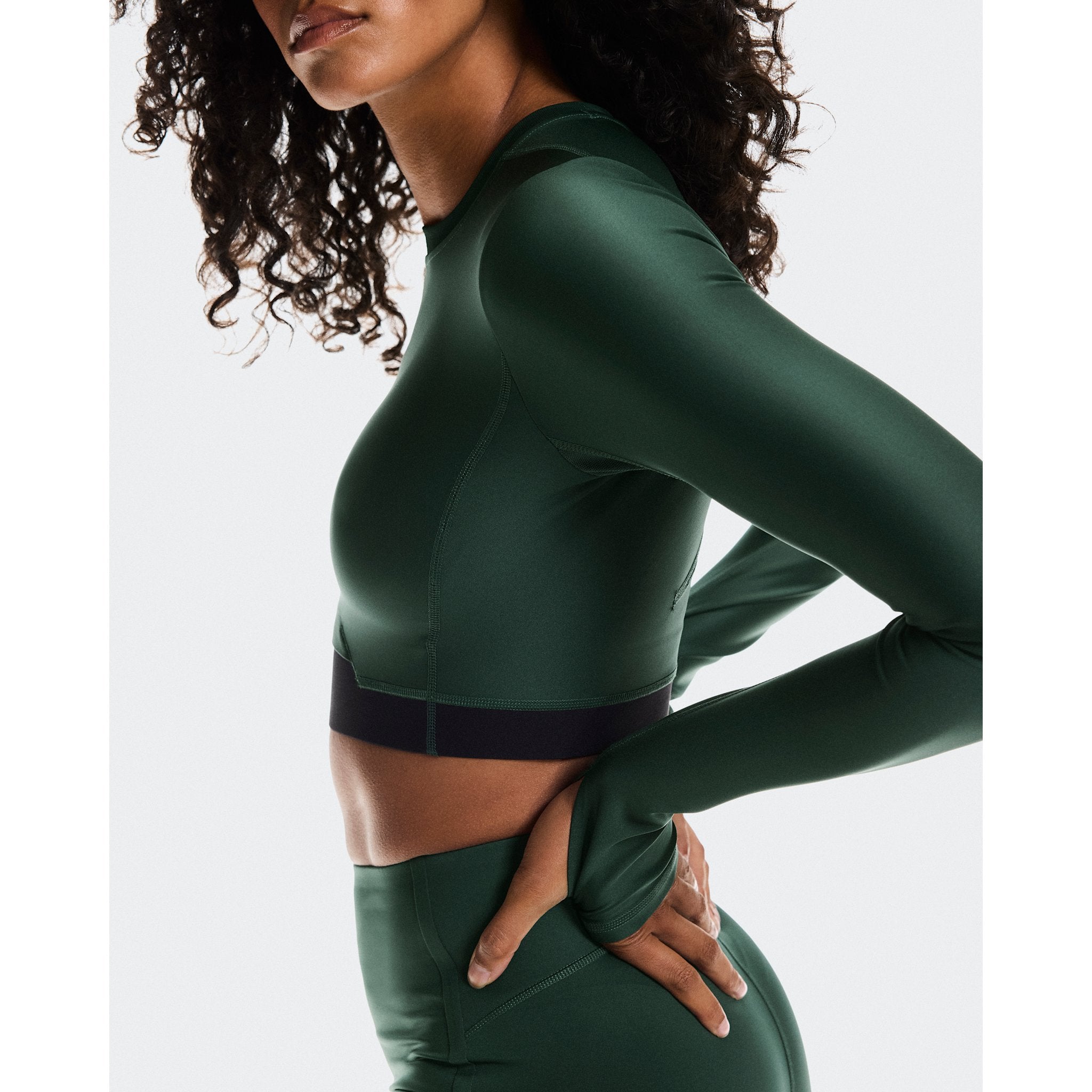 On Train Long Sleeve Crop Obsidian