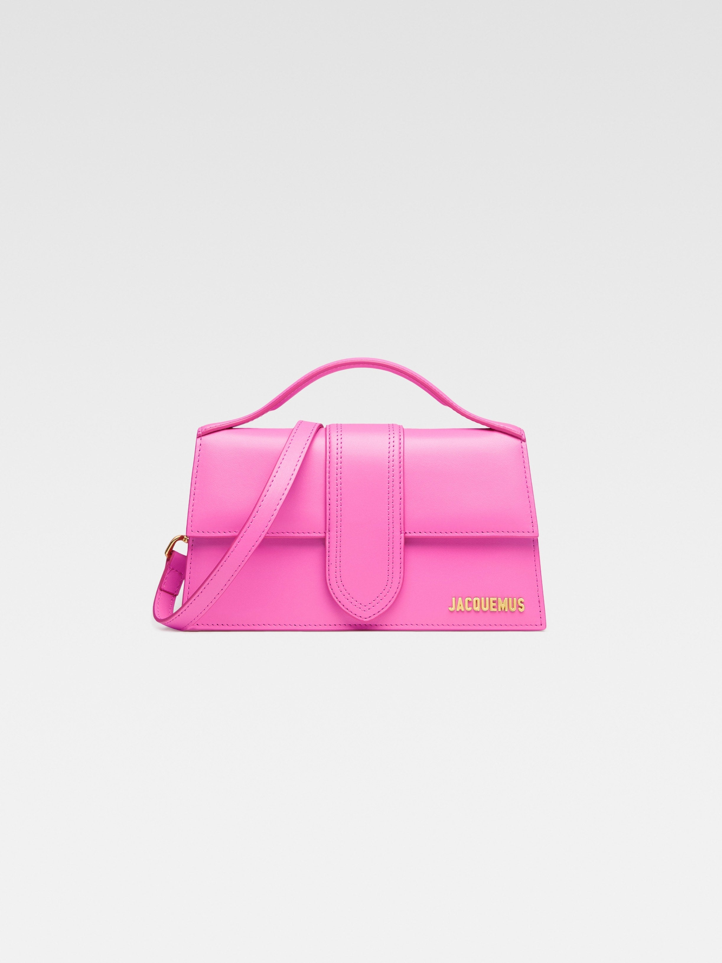 Jacquemus The Large Bambino Smooth Leather Structured Bag Neon Pink