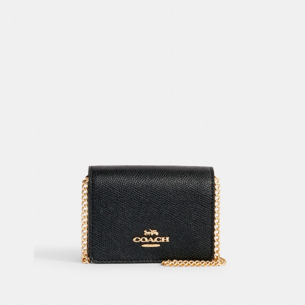 Coach Mini Wallet On A Chain Gold Black