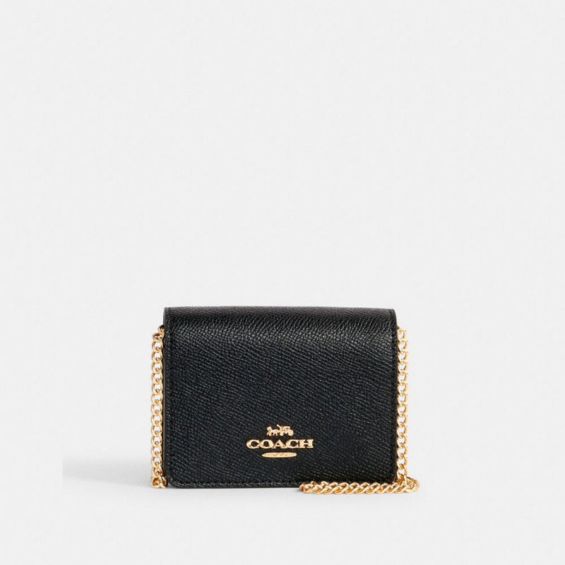 Coach Mini Wallet On A Chain Gold Black
