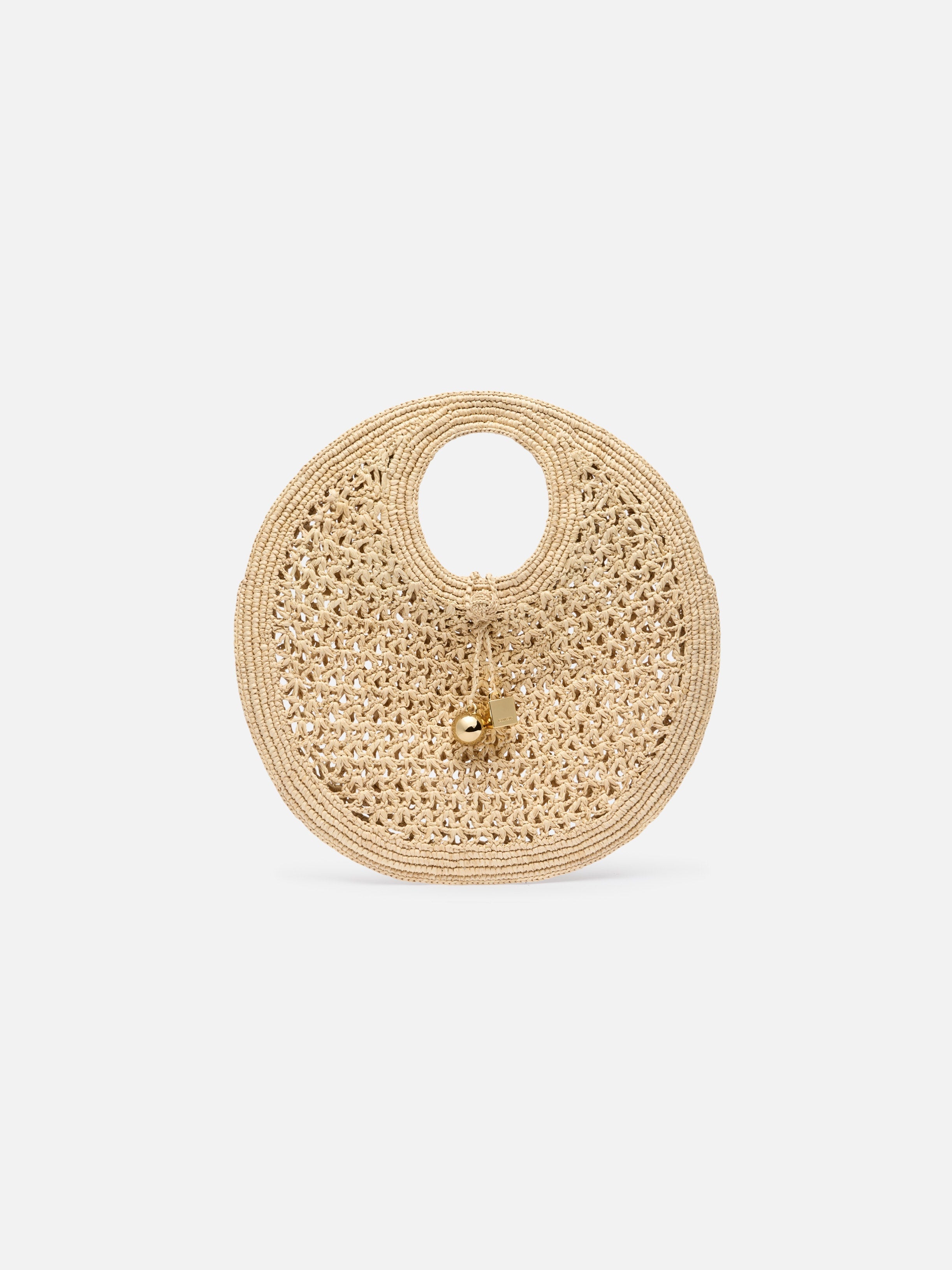 Jacquemus The Spiaggia Small Round Bag Small Raffia Circle Bag Natural