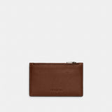 Coach Zip Card Case Gunmetal Saddle