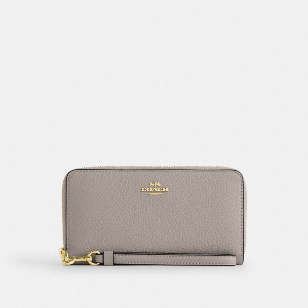 Coach Long Zip Around Wallet Gold Grey Birch