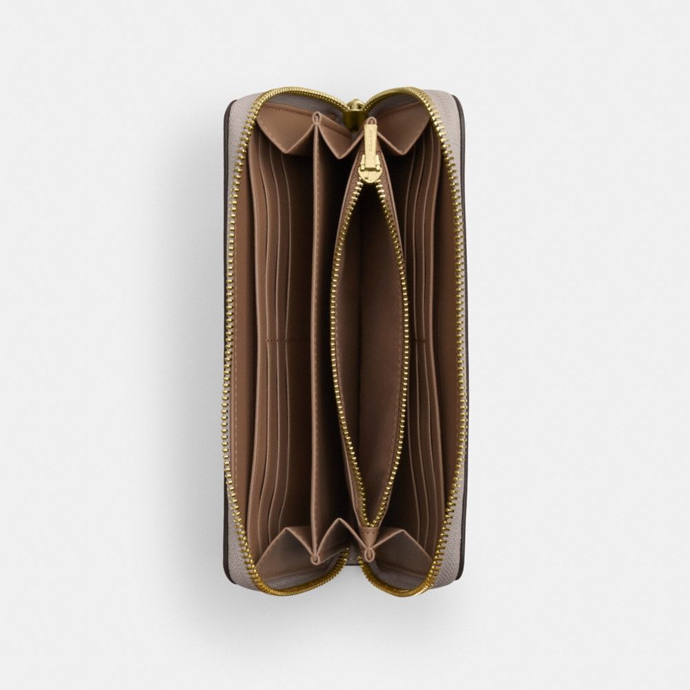 Coach Long Zip Around Wallet Gold Grey Birch