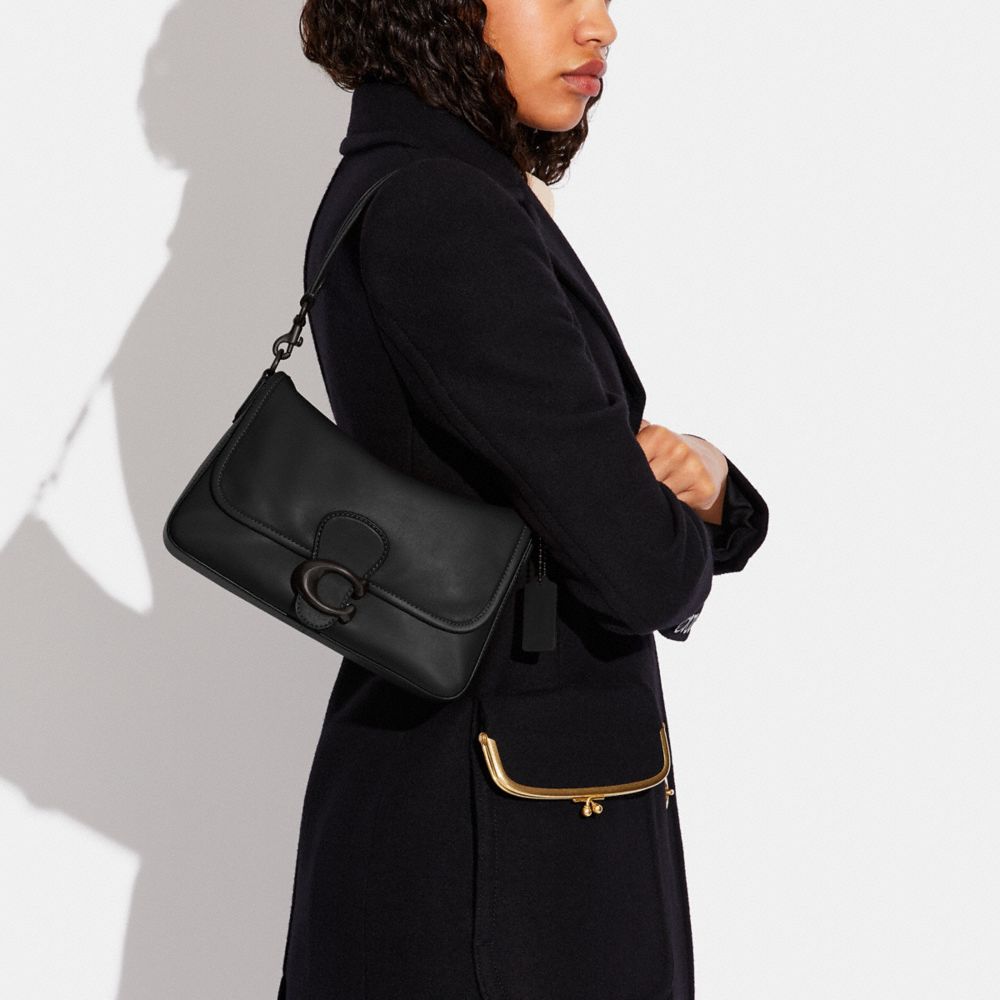 Coach Soft Tabby Shoulder Bag Pewter Black