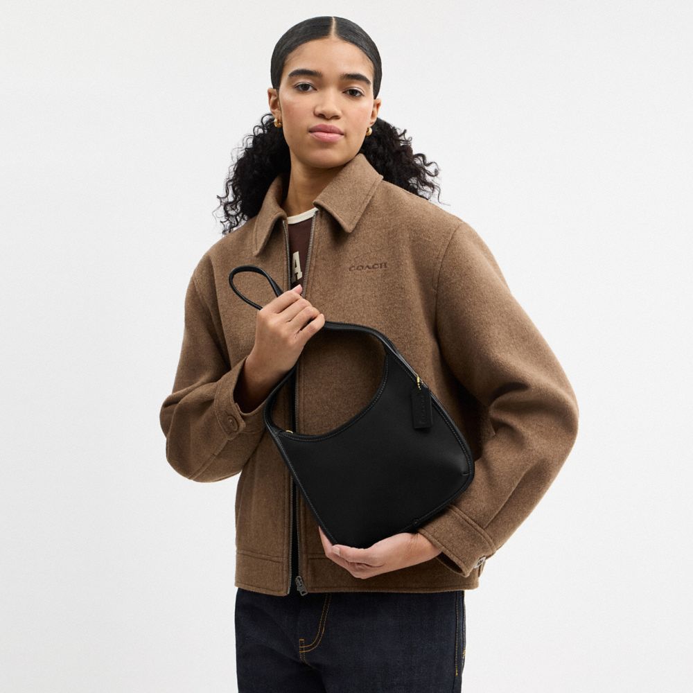 Coach Curve Zip Bag Brass Black