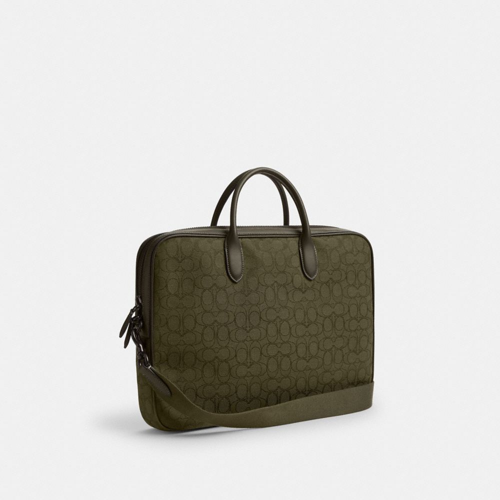 Coach Theo Work Bag In Signature Jacquard Olive Drab