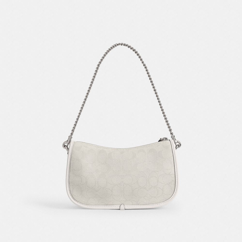 Coach Swinger Bag In Signature Jacquard Silver Cloud Chalk