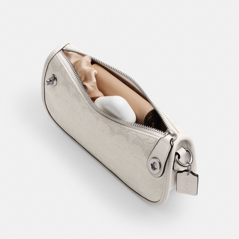 Coach Swinger Bag In Signature Jacquard Silver Cloud Chalk