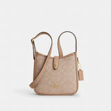 Coach Hadley Mini Crossbody Bag With Signature Canvas Gold Dark Natural Multi