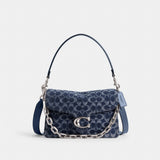 Coach Chain Tabby Shoulder Bag In Signature Denim Silver Deep Blue Multi