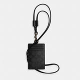 Coach Id Lanyard In Signature Canvas Charcoal