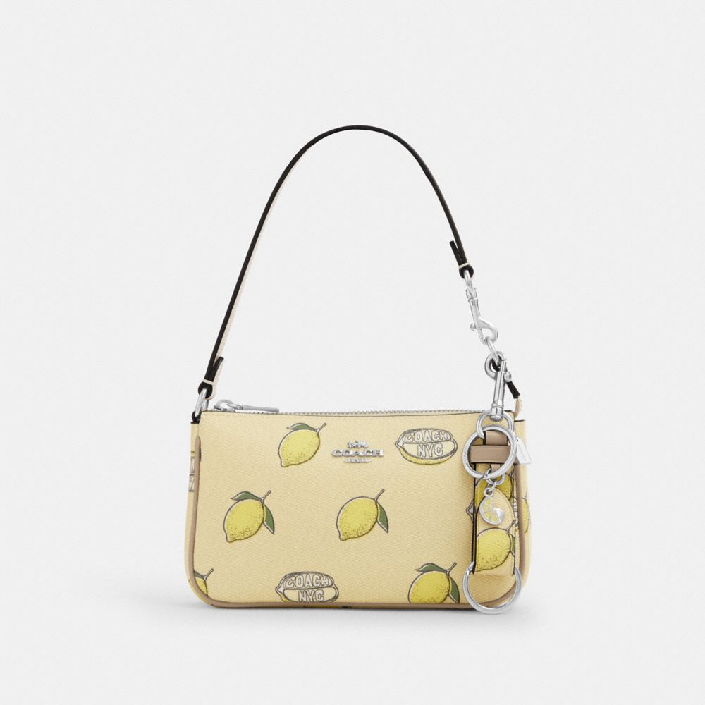 Coach Trigger Snap Bag Charm With Lemon Print Silver Garden Glade Multi