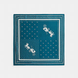 Coach Horse And Carriage Dot Print Silk Bandana Teal