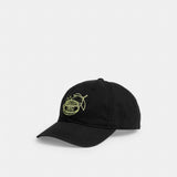 Coach Retro Sliced Lemon Print Baseball Hat Black Yellow