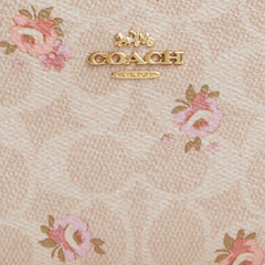 Coach Snap Wallet In Signature Canvas With Floral Print Gold Sand Multi