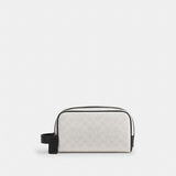 Coach Small Travel Kit In Signature Canvas Gunmetal Chalk Black